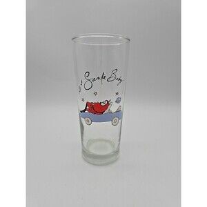 Pottery Barn Holiday Santa Baby Chilling On A Car Tumbler Highball Glass
